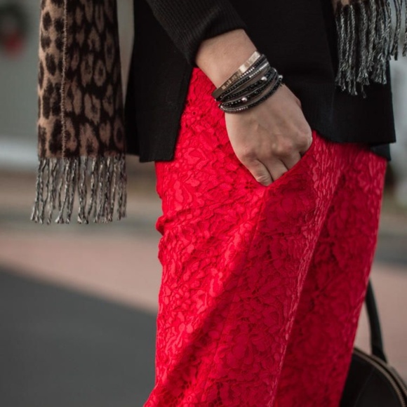 J. Crew Pants - J. Crew red cropped lace pants size 2